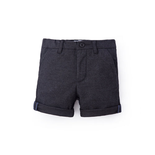 Textured Cotton Bermuda - Cold Black