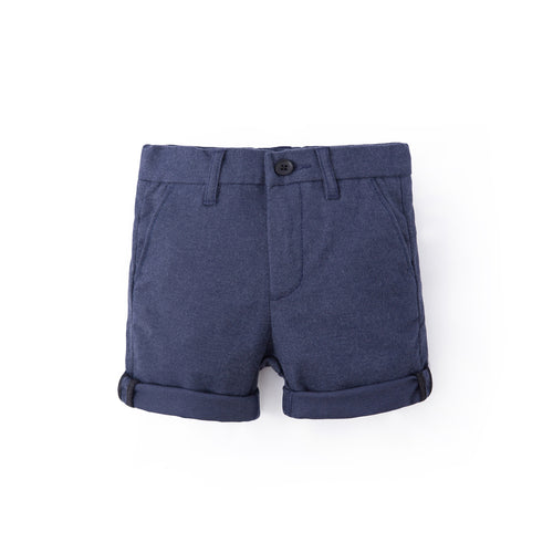Textured Cotton Bermuda - Oxford Blue