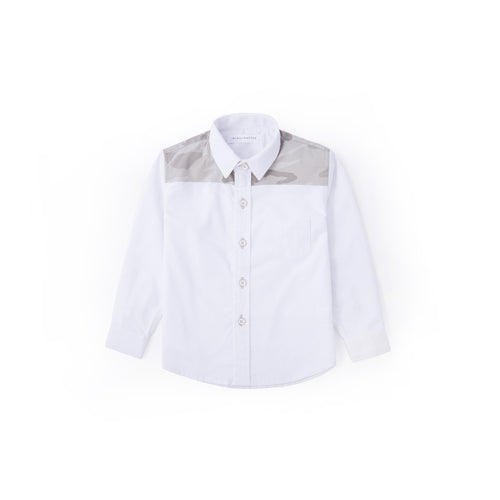 Urban Camo Detail Long Sleeve Shirt - Pebble White