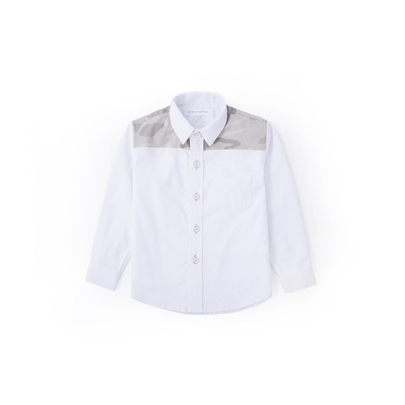 Urban Camo Detail Long Sleeve Shirt - Pebble White