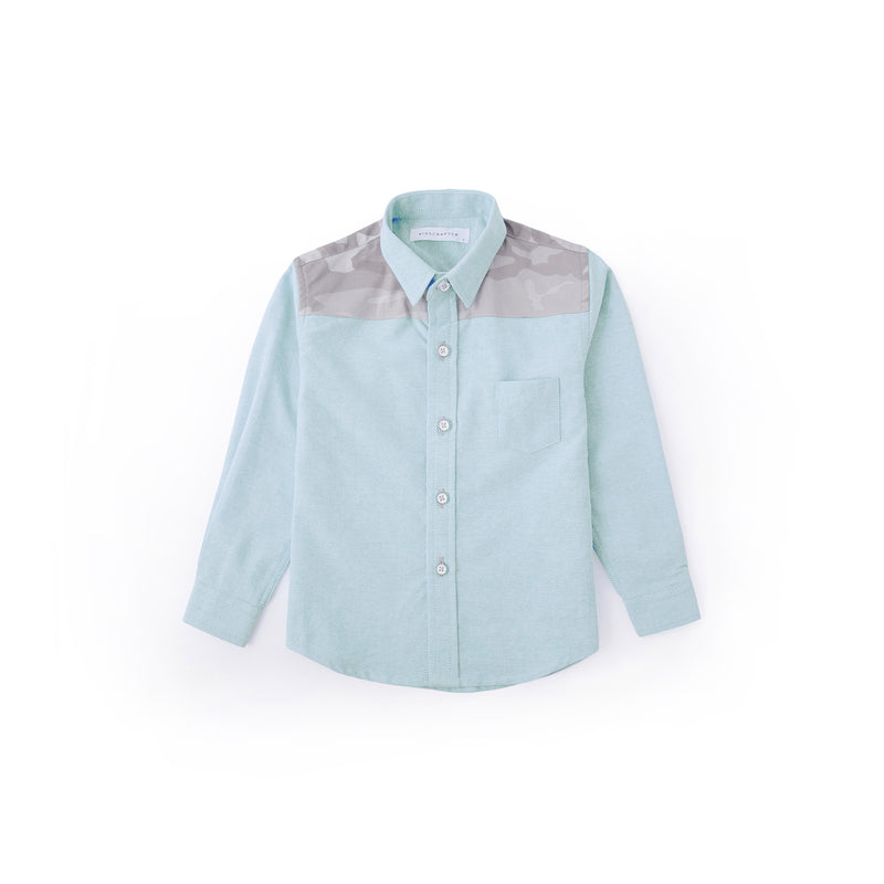 Urban Camo Detail Long Sleeve Shirt - Waterfall