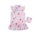 Cherry  Flutter Sleeve Cheongsam - Blue