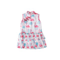 Double Pleated Flamingo Cheongsam - White