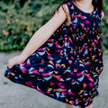 Soft Floral Babydoll Dress - Midnight Blue