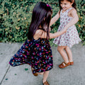 Soft Floral Babydoll Dress - Midnight Blue