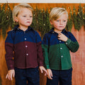 Color Block Across Long Sleeve Shirt - Burgundy Port