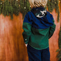 Color Block Across Long Sleeve Shirt - Juniper Green